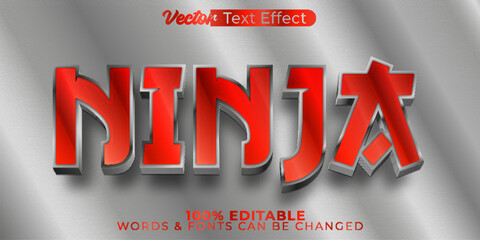 Metalic Ninja Vector Text Effect Editable Alphabet Iron Grey