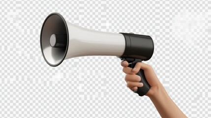 Collection of hand holding a megaphone png isolated on a transparent background, warning, news, loud, advertisement concept