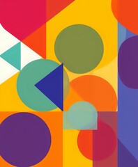 Vibrant Abstract Geometric Art: Colorful Shapes Floating in Space