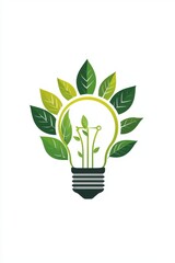 Eco-friendly app logo featuring a light bulb with green leaves symbolizing sustainability and renewable energy