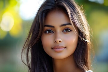 Fototapeta premium Close up of attractive young Indian asian woman with smooth skin