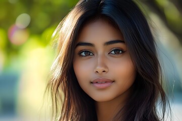 Fototapeta premium Close up of attractive young Indian asian woman with smooth skin