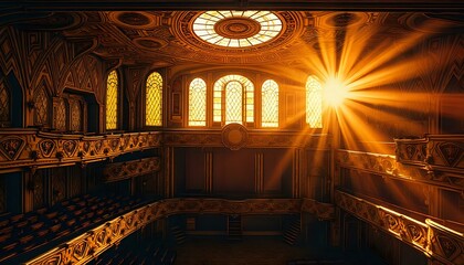 Obraz premium Elegant Grand Theater with Gold Details and Ornate Wood Paneling