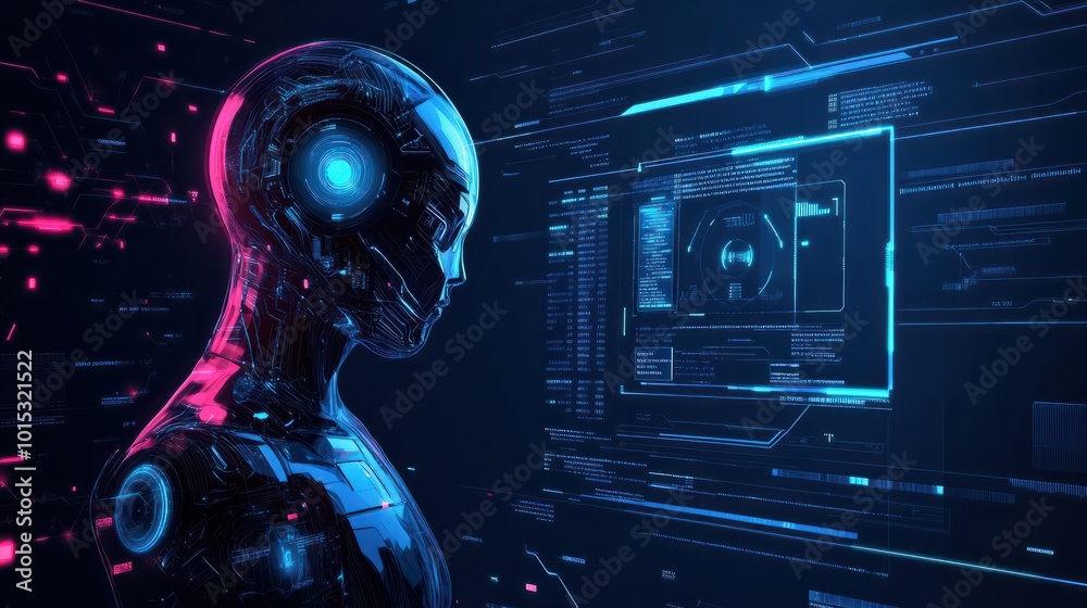 Poster futuristic ai prompt illustration. high-tech background concept. ready to use command prompt box