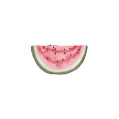 Watercolor slices of watermelon isolated on transparent background. Sliced watermelon hand drawn illusration