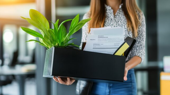 Layoff blues: A close-up of an employee's hands holding her personal items, suggesting a difficult departure.