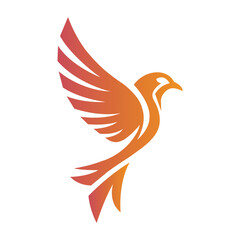 Logo in the form of a bird with widely spread wings.