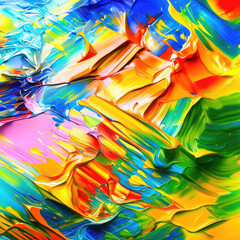 Fototapeta premium Abstract colorful painting background. Bold mixed brush strokes texture.