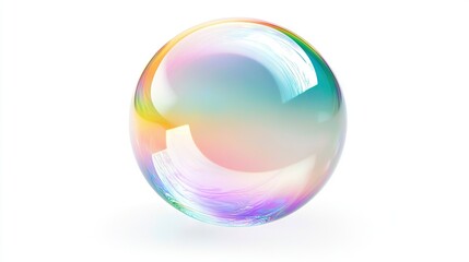   A soap bubble on white with reflection of its interior and exterior