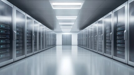 Fototapeta premium Server racks in computer network security server room data center.