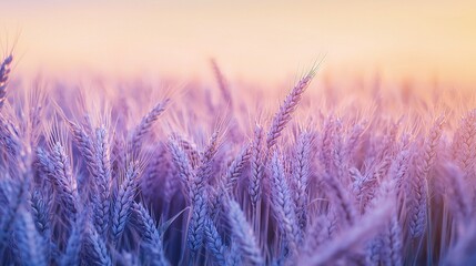 Fototapeta premium A sunset over a field of grass, with a blurred grass foreground