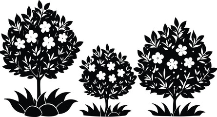 Four bushes flowers  vector art.eps