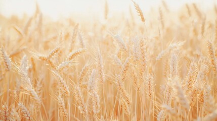 Fototapeta premium A close-up of a wheat field with the sun shining through the ears of wheat in the foreground