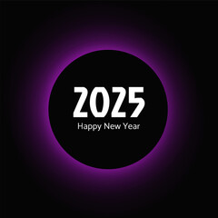 Happy new year 2025 inscription in circle light frame