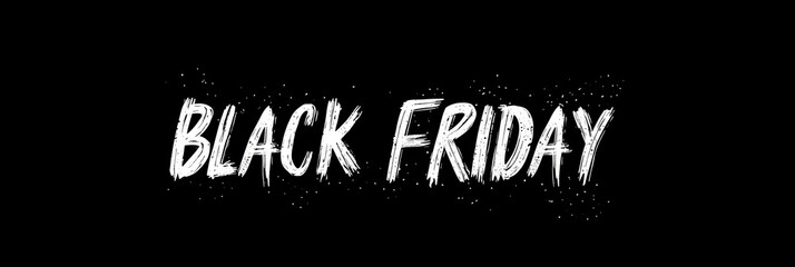 Obraz premium Black friday white brush stroke text banner on black background