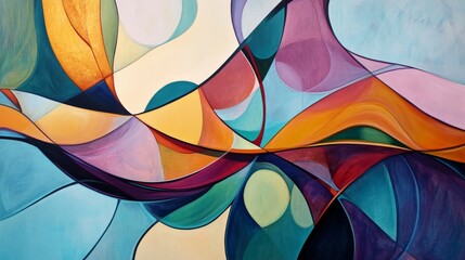 Fototapeta premium Vibrant Abstract Landscape: Colorful Geometric Shapes and Patterns