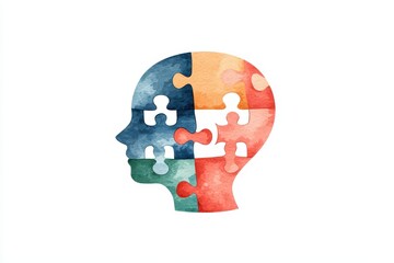 Colorful puzzle pieces forming a human head silhouette, symbolizing complexity and cognition.