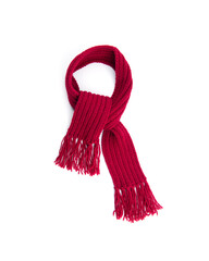 Red warm scarf on a white background