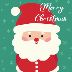 Christmas card with Santa Claus and Merry Christmas greetings.
