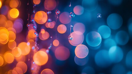 Vibrant Bokeh Lights in Shades of Orange and Blue