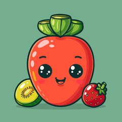 Obraz premium Cute Cartoon vegetable icon character simple vector illustration