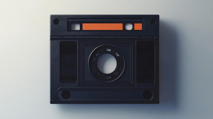 "An old black cinematic frame set against a white background, resembling vintage video or photo tape. This 3D realistic screen showcases a retro style, 