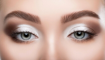 Obraz premium Biały makijaż, pomalowane cieniami oczy