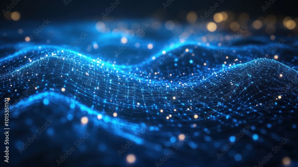 Wall mural blue light abstract digital data network connection futuristic technology business looping animation