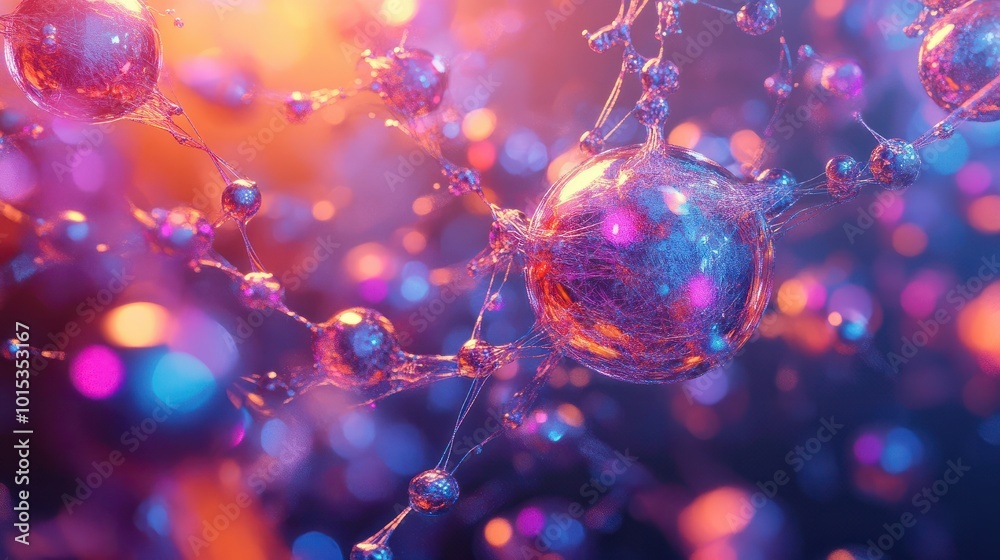 Poster colorful illustrative 3d animation of neural network. concept: chatbot, artificial intelligence, dee