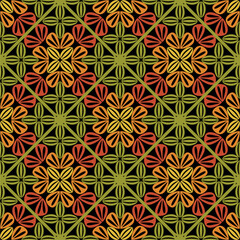 Fototapeta premium Pattern with crochet granny square with flowers wallpaper handmade decorative art design print 