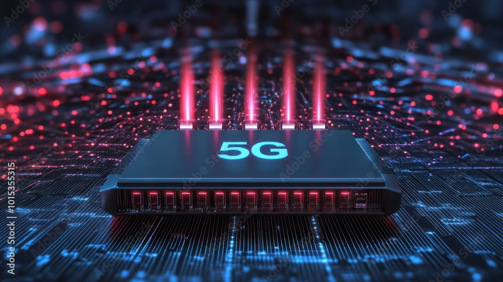 Poster generic modern high speed 5g next generation router for home secure networks and online communicatio