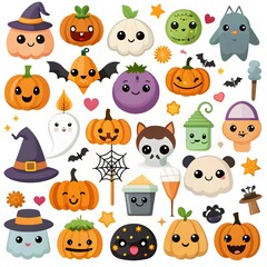 Fototapeta premium Halloween element collection on white background