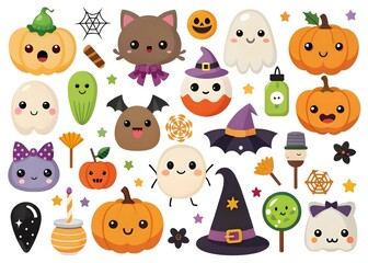 Obraz premium Halloween element collection on white background