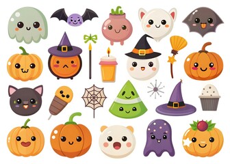 Obraz premium Halloween element collection on white background