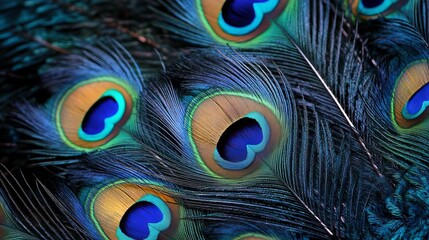 Fototapeta premium Beautiful wallpapers featuring vibrant peacock feathers.