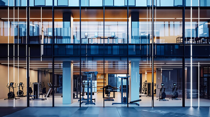 A gym with a variety of equipment inside of a building