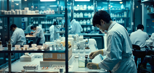 A group of people working in a laboratory