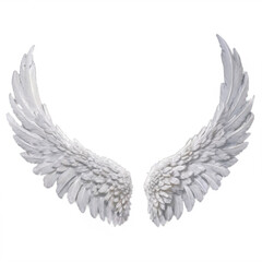 Obraz premium A striking white wing sculpture features numerous detailed feathers