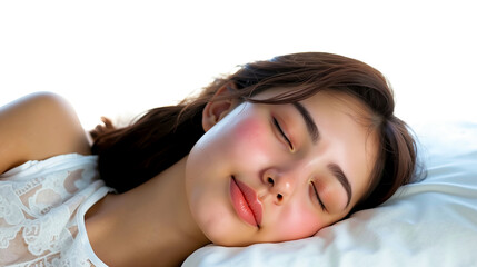 Obraz premium A woman laying on a bed with her eyes closed