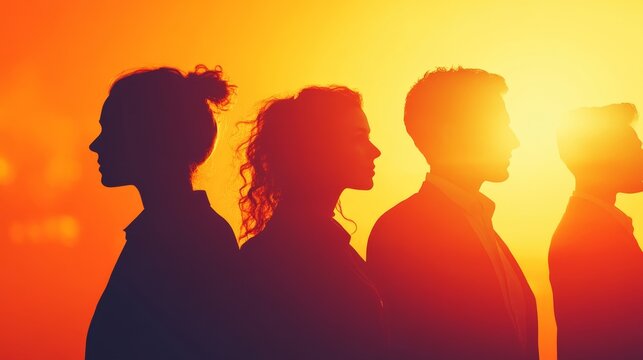 Business people silhouettes. Hi tech startup, Generative AI