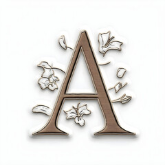Capital A , Intricate Embroidered Monogram With Floral Detail,Generative AI