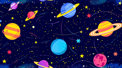 A pattern of planets and stars in the night sky