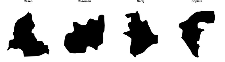 Resen, Rosoman, Saraj, Sopiste outline maps