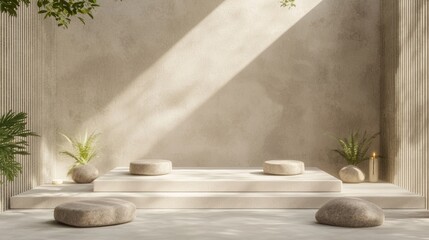 Tranquil Meditation Nook with Feng Shui Elements for Relaxation and Balance