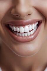 Fototapeta premium Teeth whitening smile of woman with white teeth