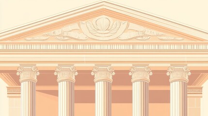 Obraz premium Pediment line concept. Ancient Greek and Roman architecture with columns and roof. Linear vector illustration for website banner or poster.