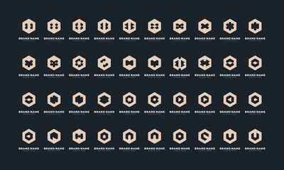 Mega Collection of Abstract Vector Logos. Polygon Shape Abstract Grid-Based Logo Set
