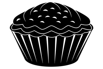 3d food Muffin, silhouette black color vector illustration