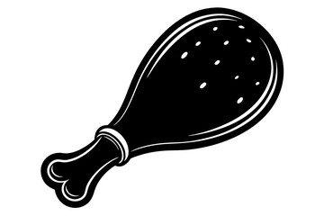 3d fast food realistic fried chicken leg, silhouette black color vector illustration