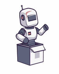 A logistic robot. Technology vector isolated on a white background. 
